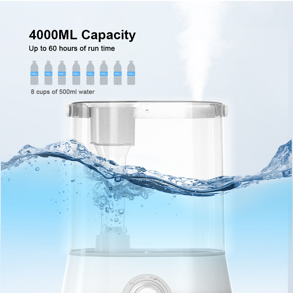 White 4L Ultrasonic Humidifier with 360° Nozzle Q224