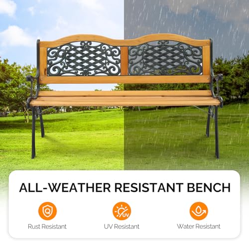 Metal Wood Garden Bench Y16951