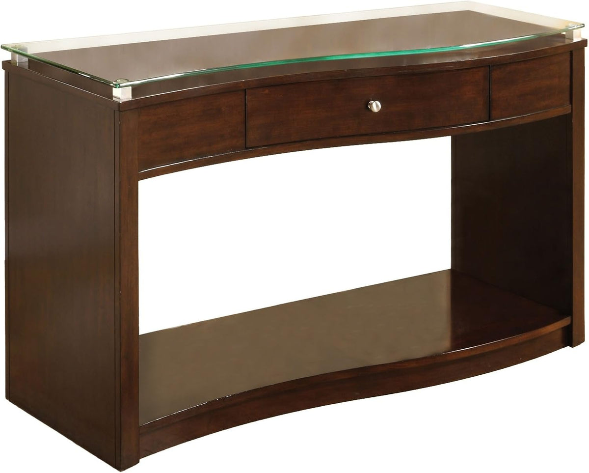 Brown Cherry Sofa Table with Glass Top Z37816