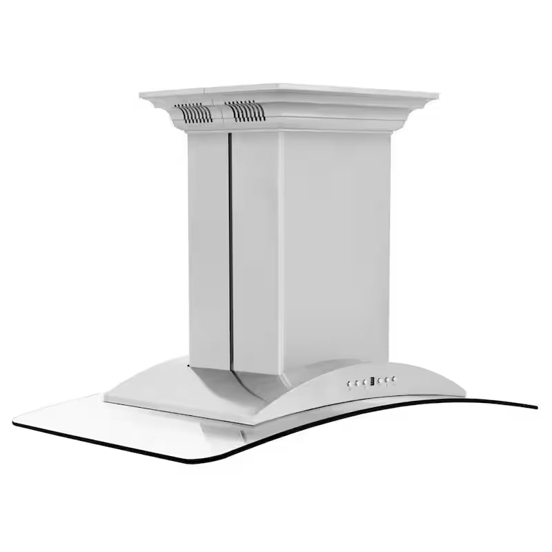 30 in. 400 CFM Ducted Island Mount Range Hood in Stainless Steel and Glass O1088