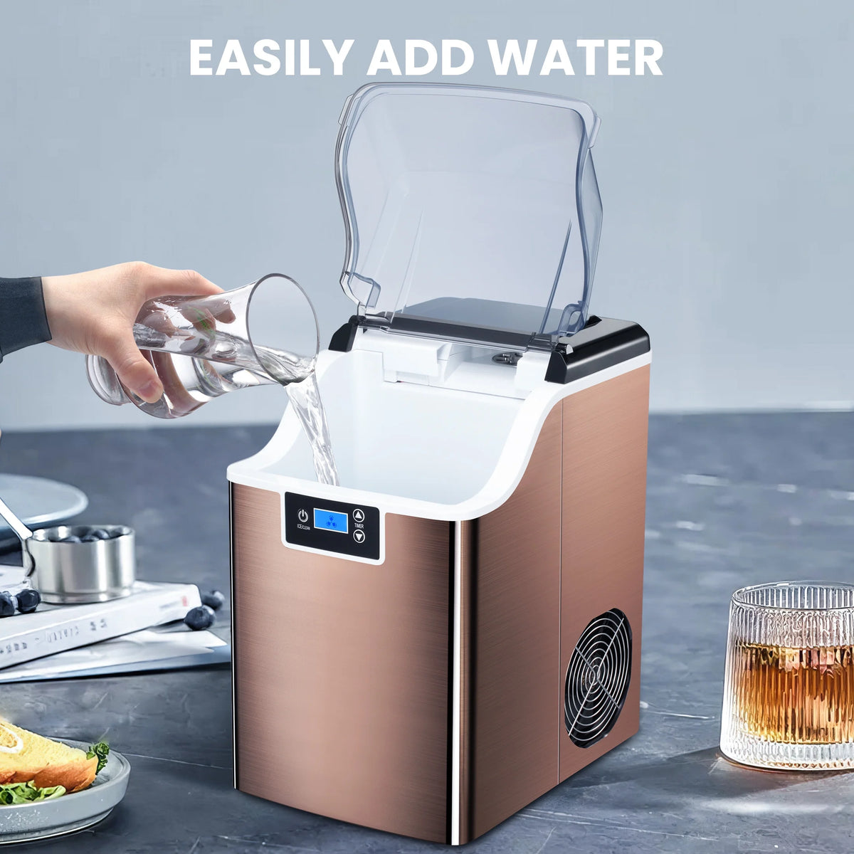 Nugget Ice Maker Countertop with Soft Chewable Pellet Ice, Self-Cleaning, 44lbs/24H, Black V2681