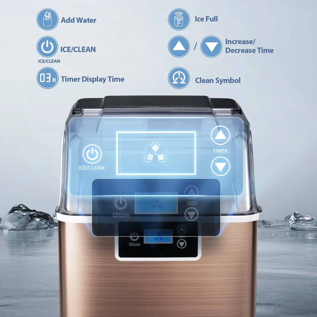 Nugget Ice Maker Countertop with Soft Chewable Pellet Ice, Self-Cleaning, 44lbs/24H, Black V2681