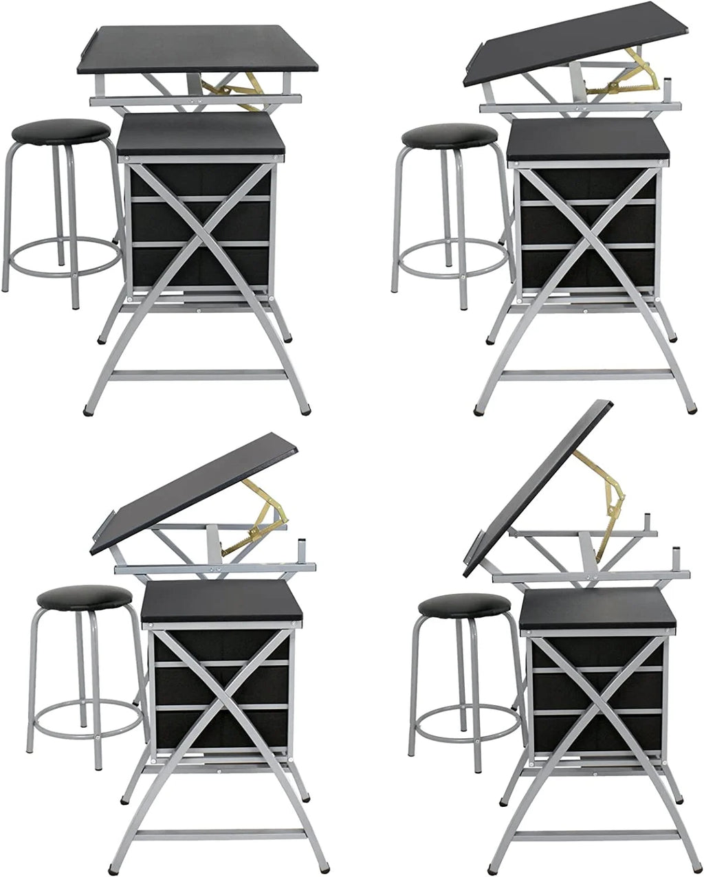 Height Adjustable Art Desk with 3 Storage Drawers U712