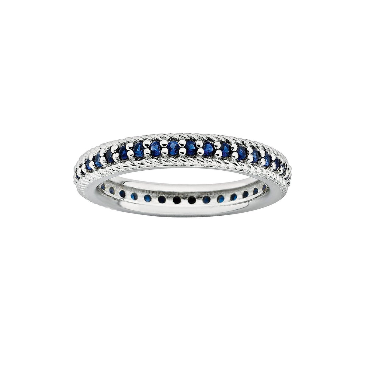 Sterling Silver Created Sapphire Eternity Ring Y574621