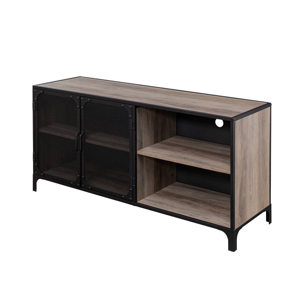 Gray Wash Metal Mesh TV Stand L802