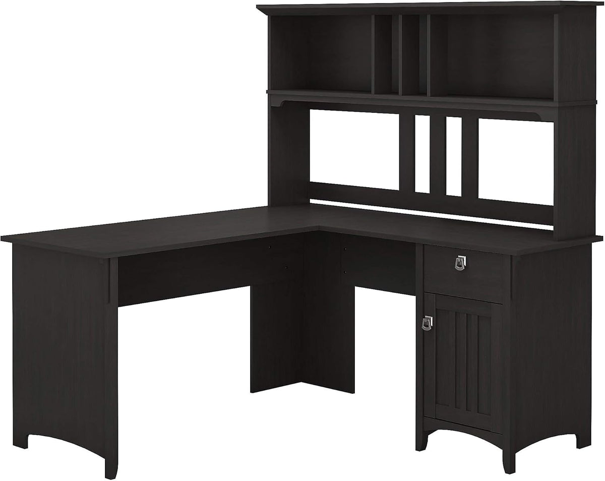 60W L Shaped Desk with Hutch in Cape Cod Gray F4864