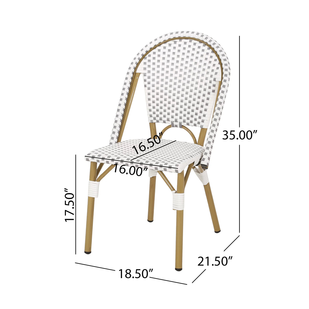 Outdoor Bistro Chair Set of 4 Gray White Bamboo Finish P502