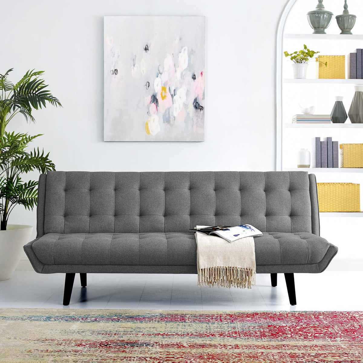Grey Tufted Fabric Sofa Bed S485309