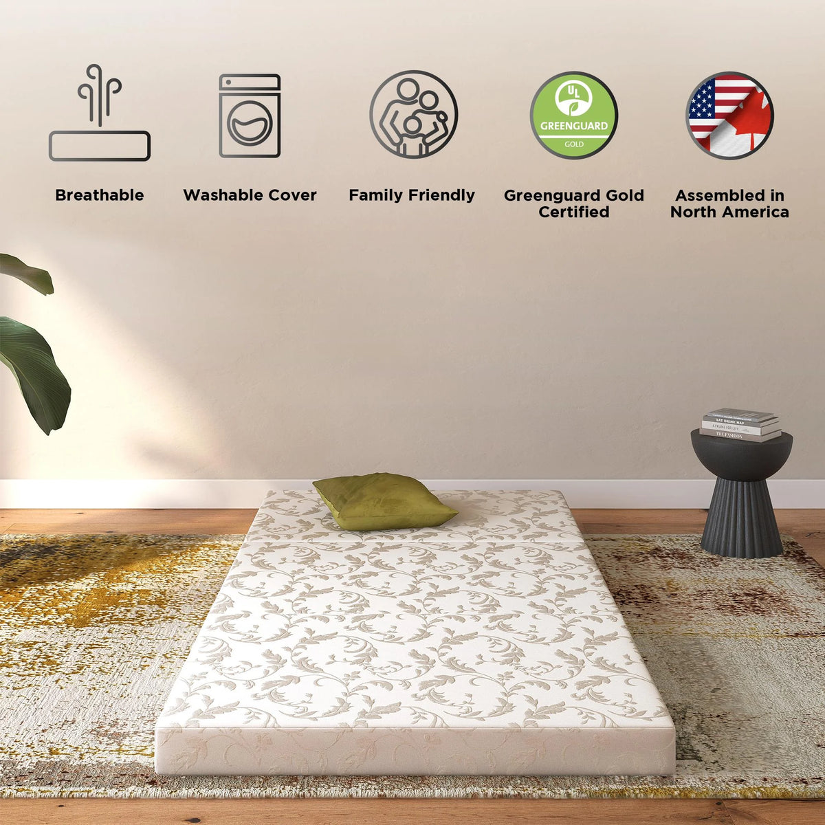 4-Inch Tri Folding Mattress with Carry Bag, Twin Size A197