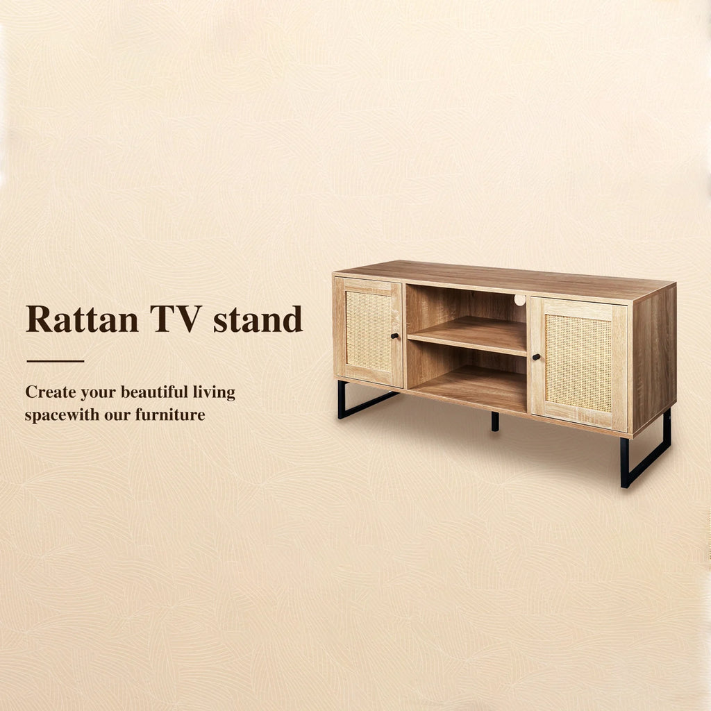 Rattan TV Stand with Storage and Rattan Door B2036