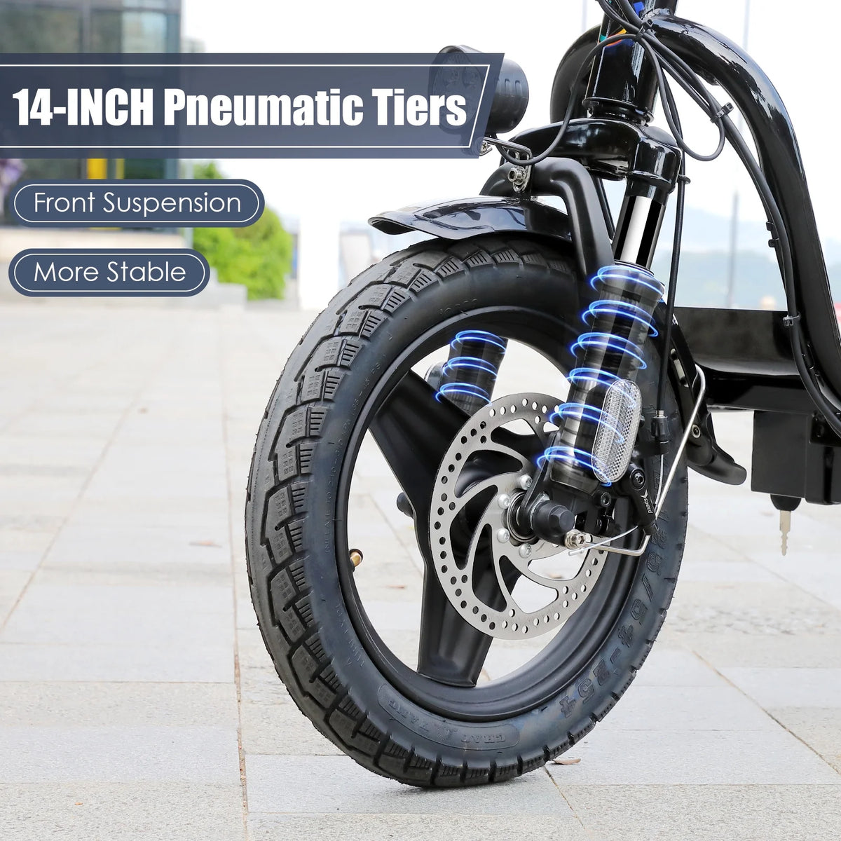 48V 500W Adults Electric Scooter with Removable Seat, 14" Off-road Pneumatic Tires, 20 MPH Max, 30 Miles Range, 350lbs Weight Limit, Black L103