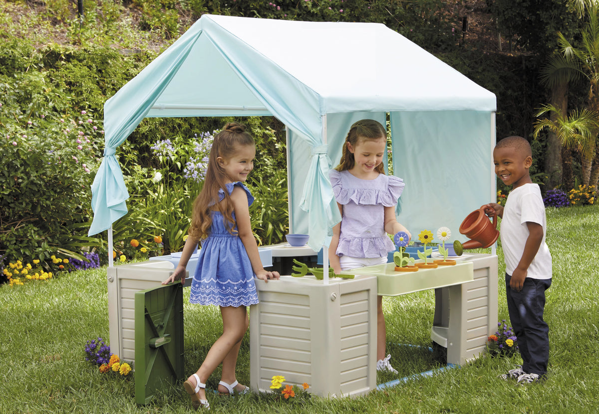 Backyard Bungalow Playhouse with Kitchen, Garden, & Canopy J43331
