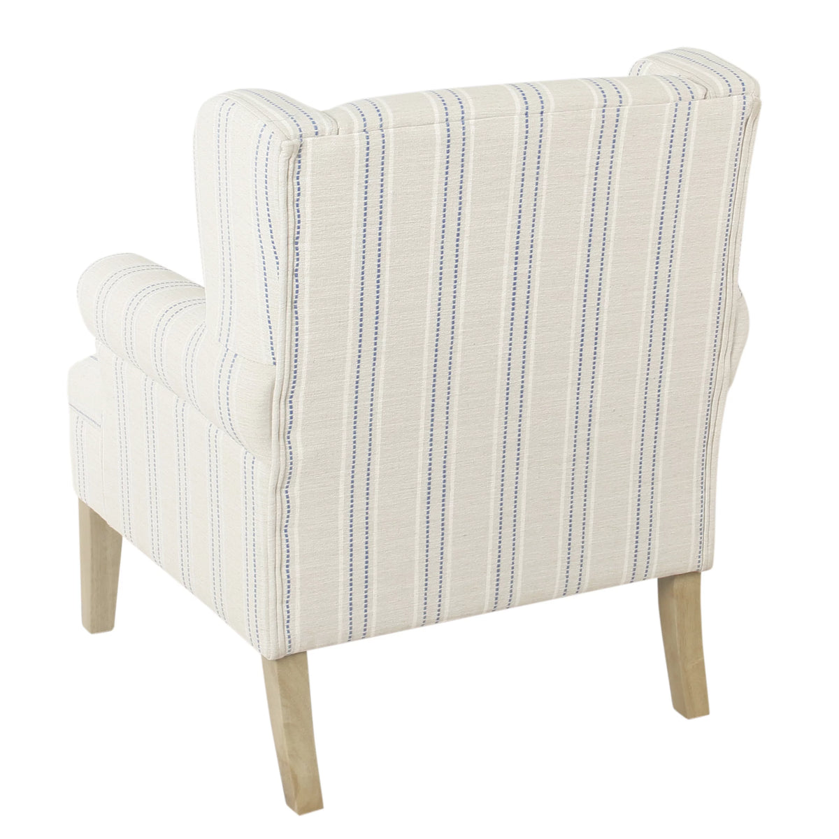 Blue and Off-White Striped Wingback Accent Chair N2541