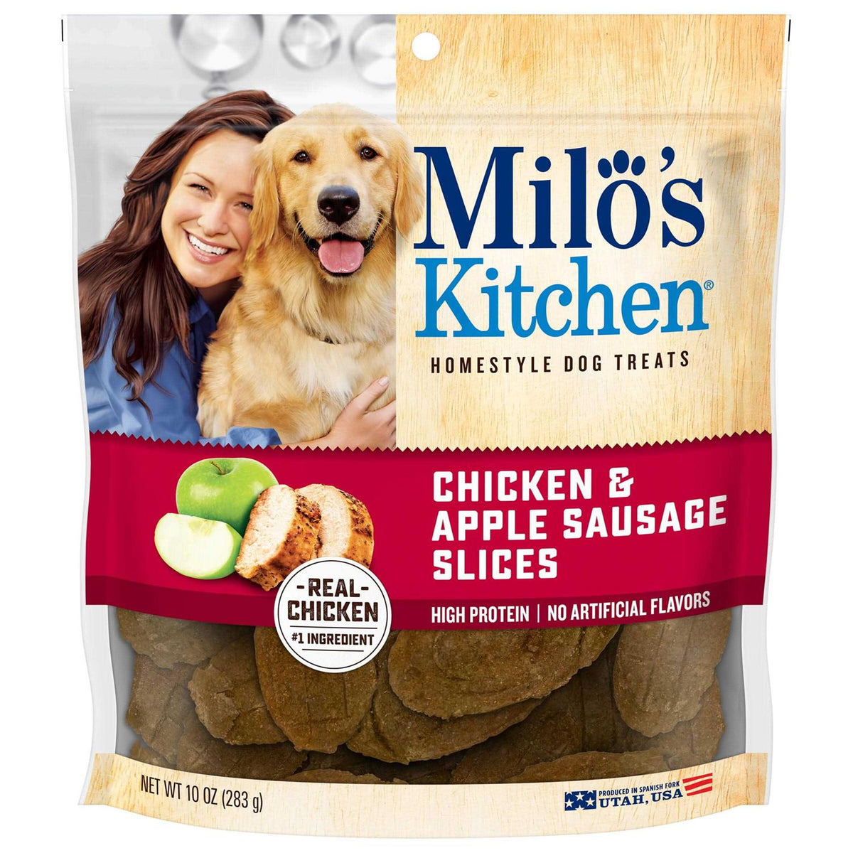 Chicken Apple Sausage Slices Dog Treats Y568