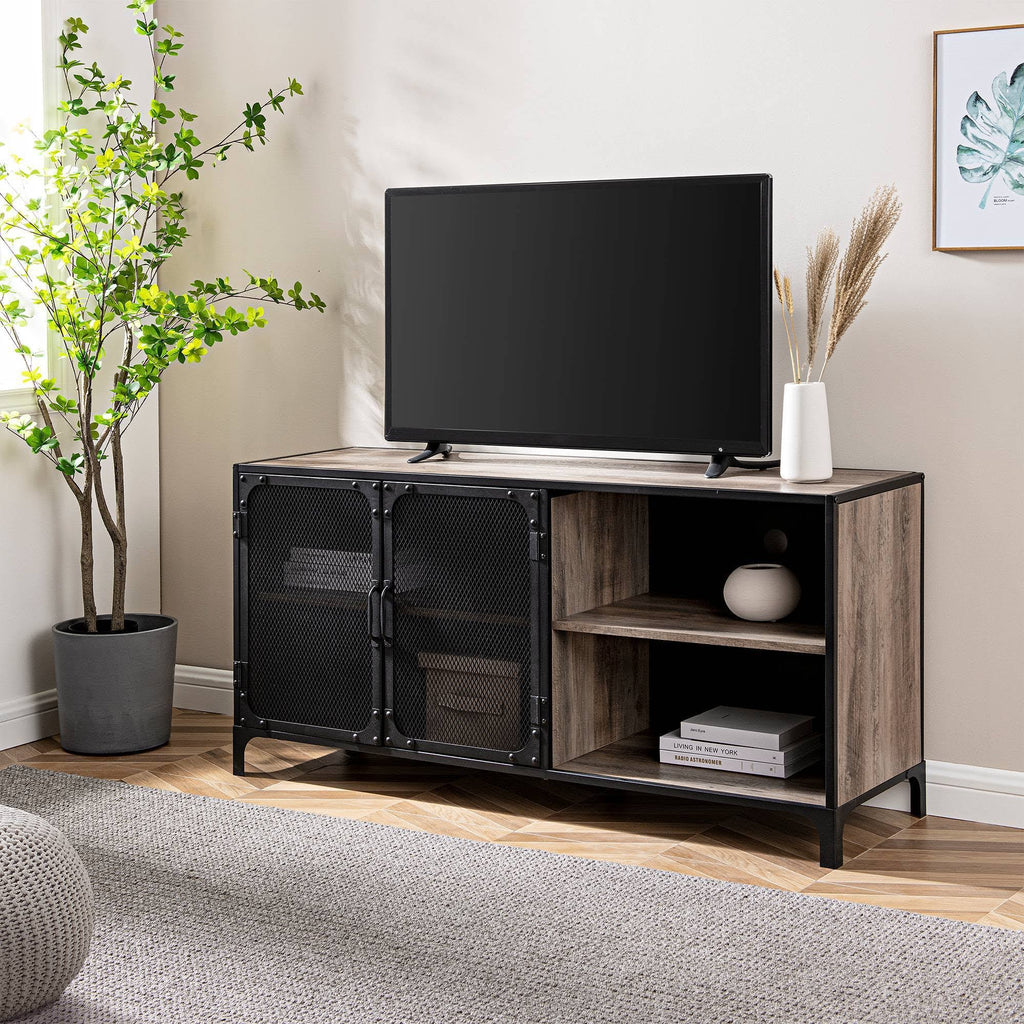 Gray Wash Metal Mesh TV Stand L802