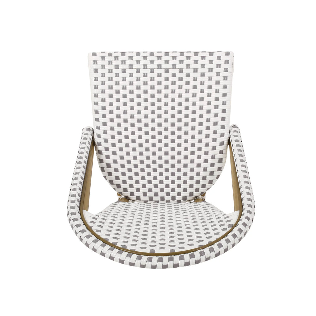 Outdoor Bistro Chair Set of 4 Gray White Bamboo Finish P502