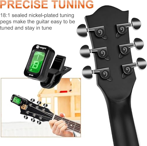4/4 Full Size Dreadnought Cutaway Acoustic Guitar Bundle Kit Black F69008