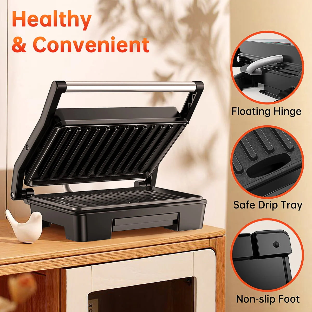 2 Slice Stainless Steel Non-Stick Panini Press K94719