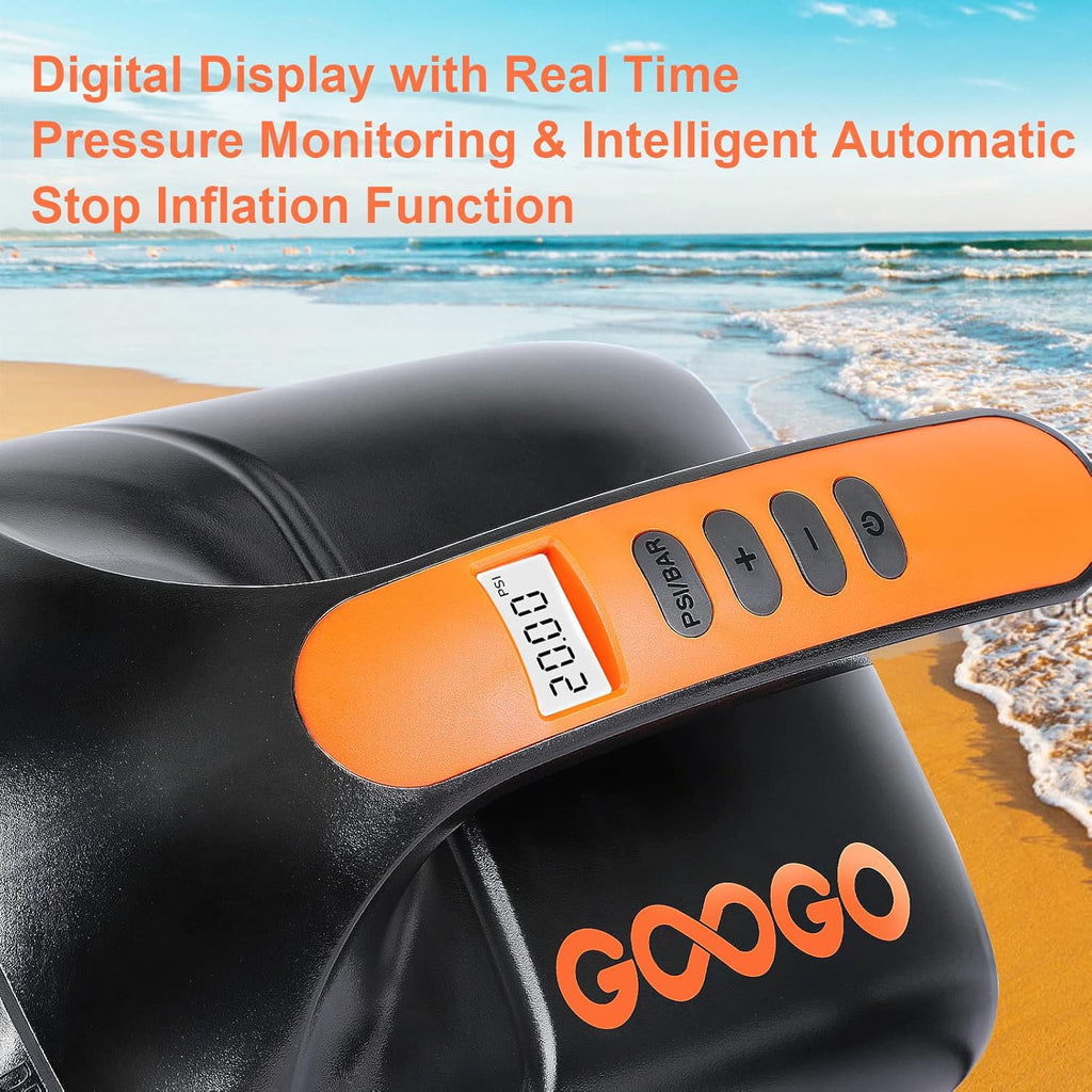 20PSI Portable Electric Paddle Board Pump with LCD Auto-Off, 6 Nozzles U25740