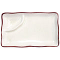 Creamy White Rectangular Plate with Triangular Sauce Compartment, Box of 24 P77772