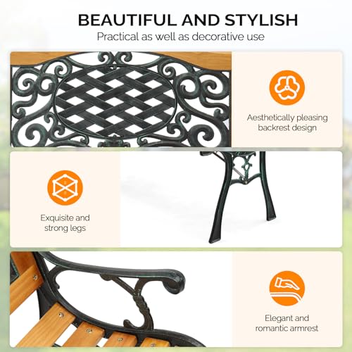 Metal Wood Garden Bench Y16951