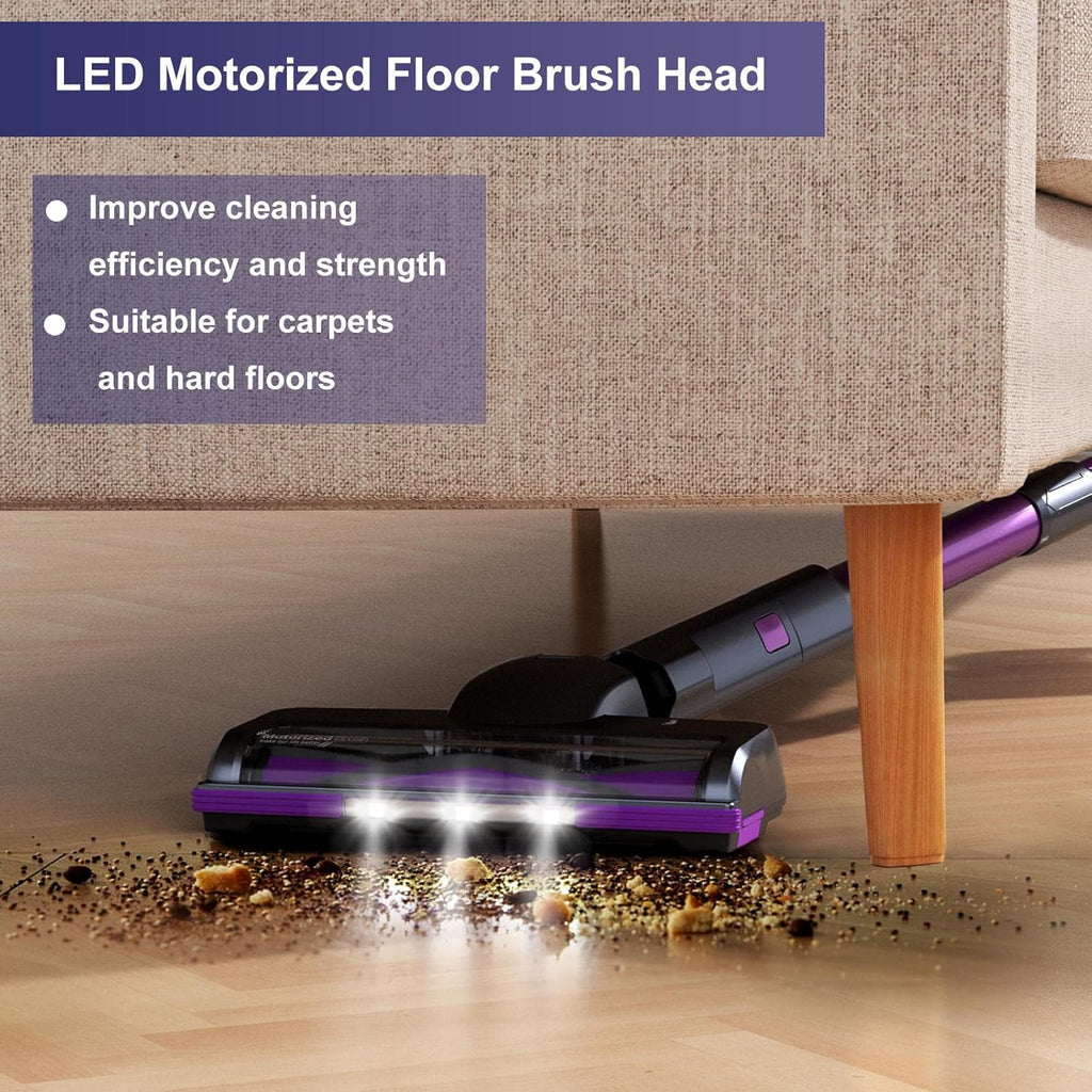 Cordless Stick Vacuum with 25Kpa Suction, 50min Runtime, Detachable Battery M453