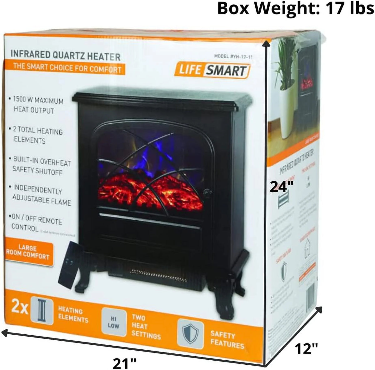 Black Infrared Electric Fireplace Stove Heater F1087
