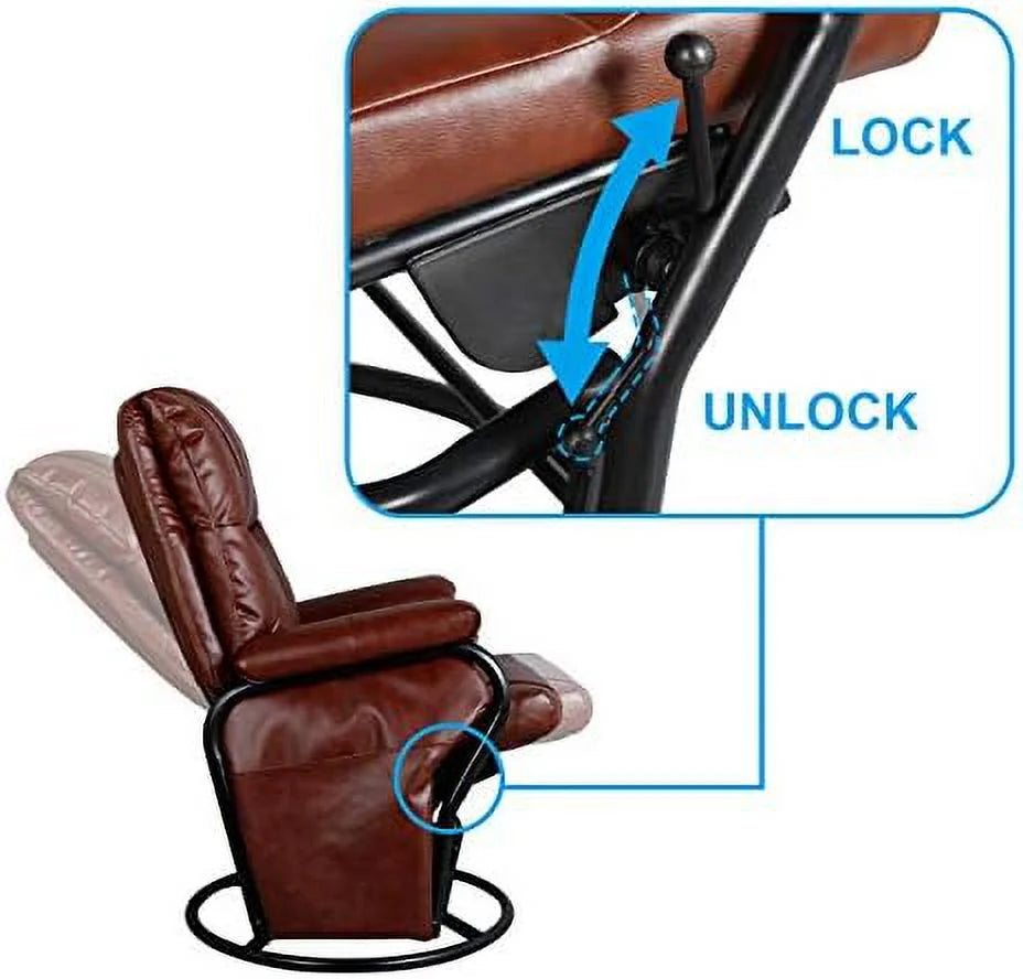 Brown PU Leather Glider Chair with Ottoman R726