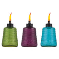 3-Pack 6" Table Torch Glass Blue Green and Purple C4379