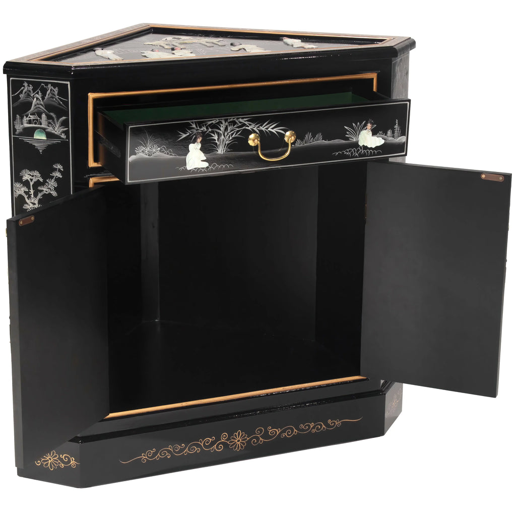 Black Lacquer Corner Cabinet U501