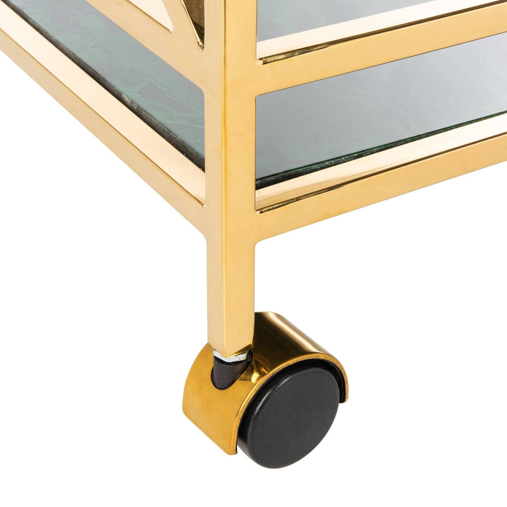 Jade / Gold 2 Shelf Bar Cart N29959