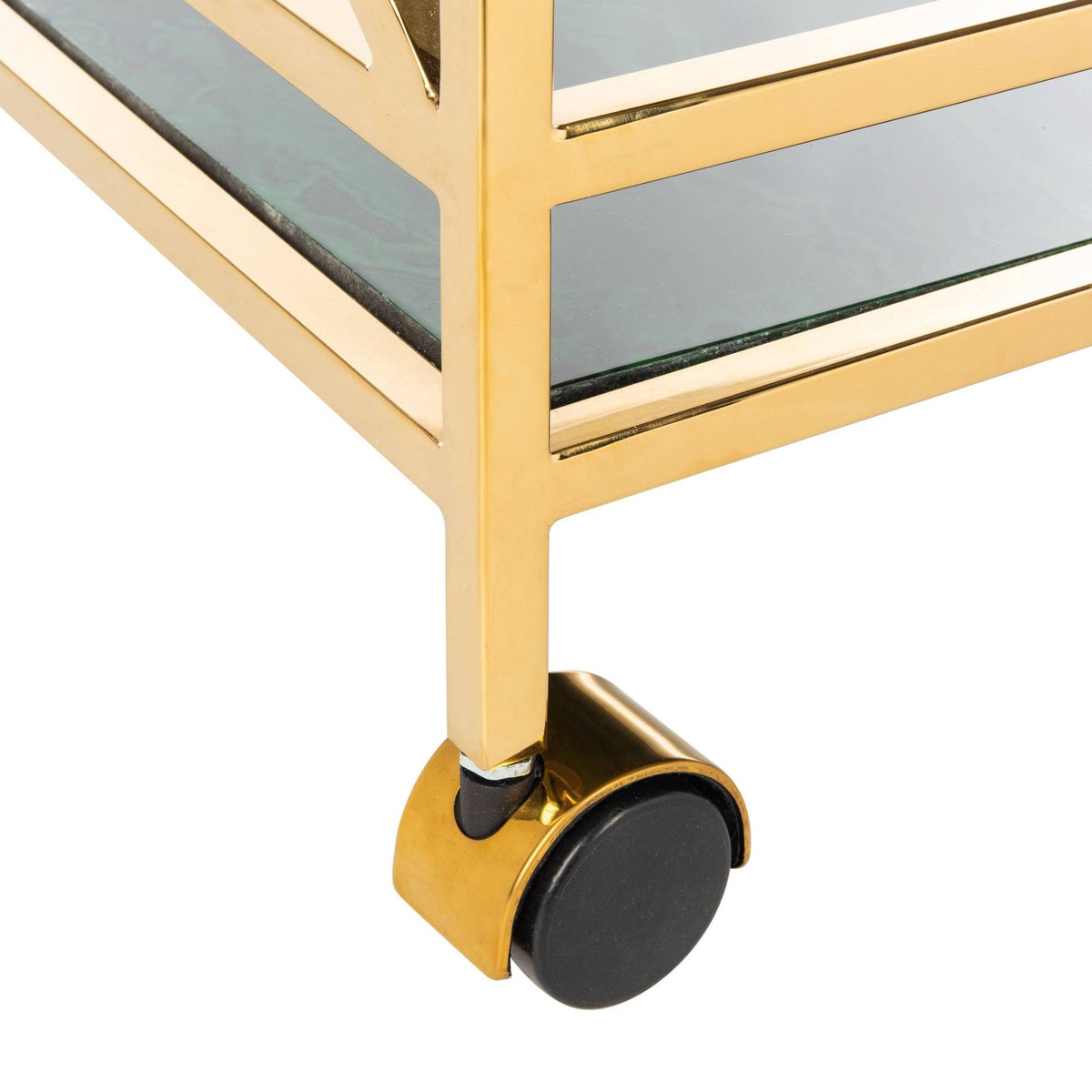 Jade / Gold 2 Shelf Bar Cart N29959