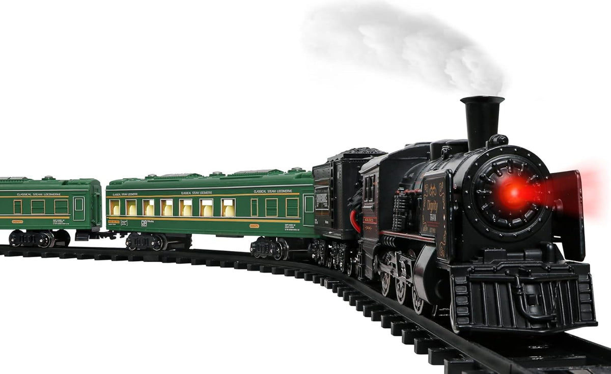 Metal Alloy Electric Train Set with Steam Locomotive, Passenger Carriages, Tracks, Smoke, Sounds, Lights G193037