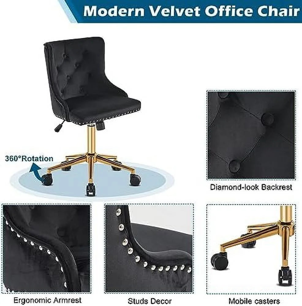 Olive Green Velvet Upholstered Armless Desk Chair Z370376