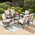 7-Piece Patio Dining Set with Swivel Wicker Chairs and Cushions X3003