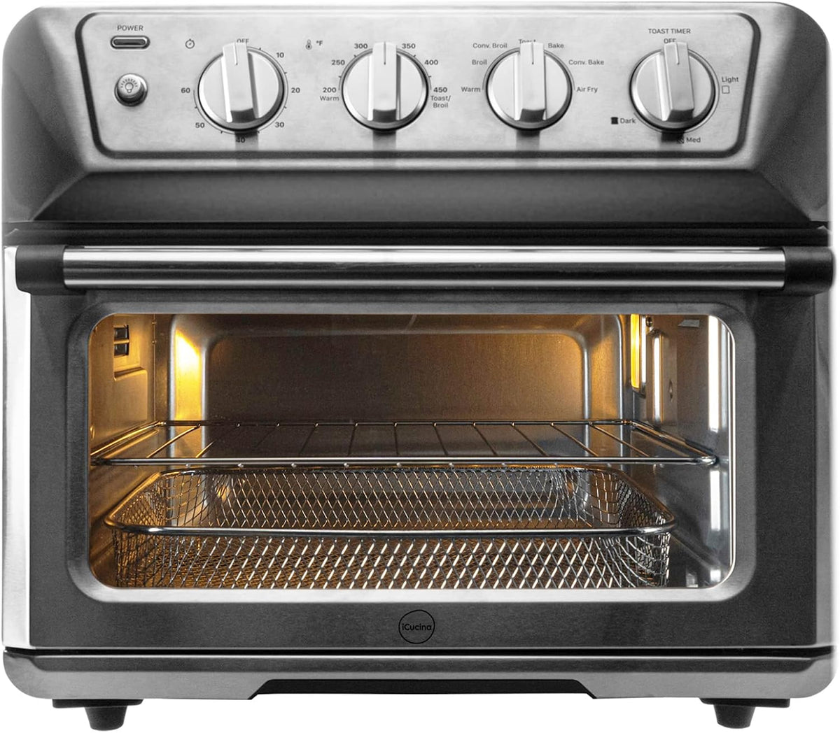 7-in-1 Toaster Oven Air Fryer Combo with Stainless Steel Accessories F676503
