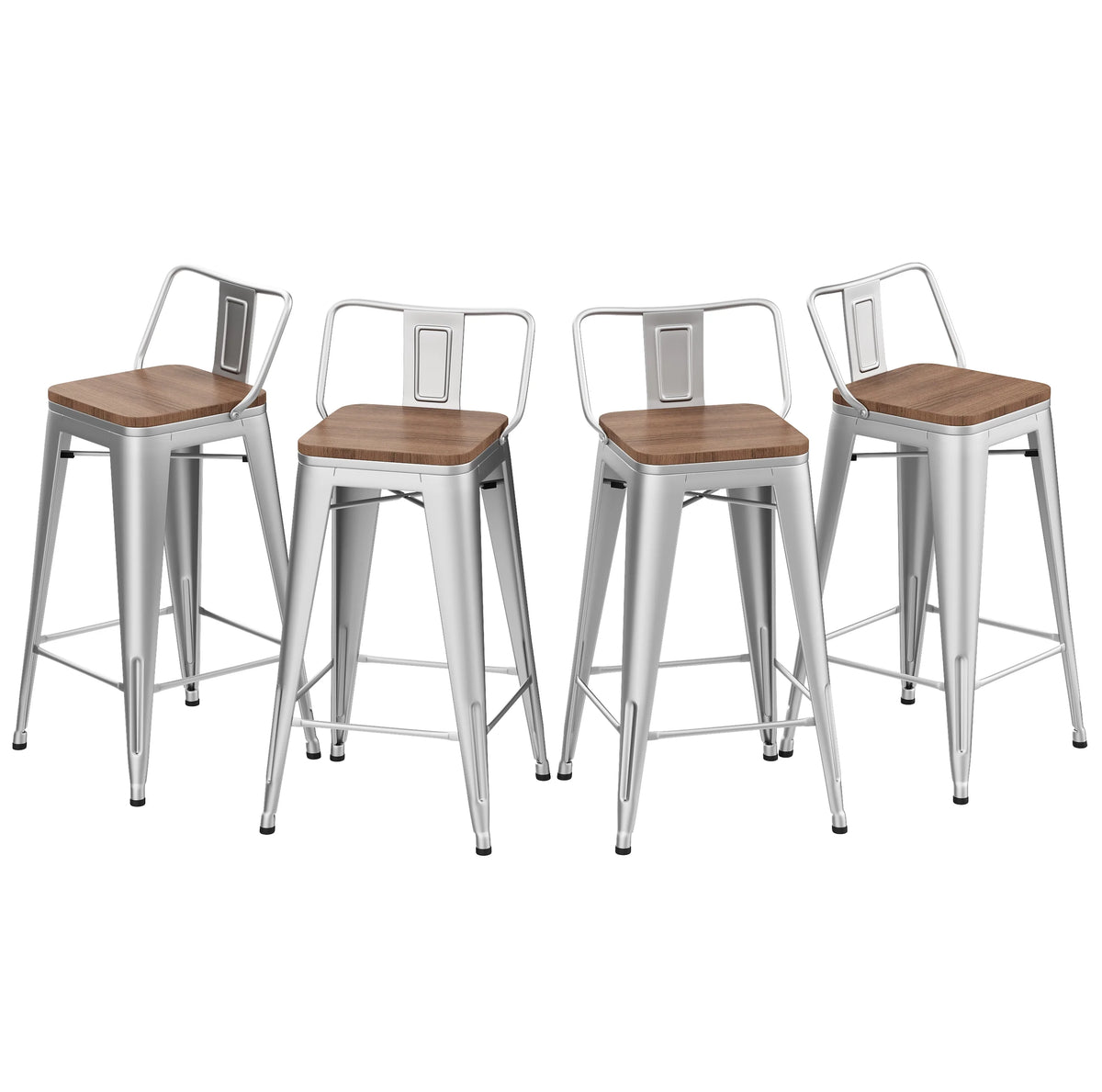 24 Metal Barstools Set of 4 Counter Height with Back X2426