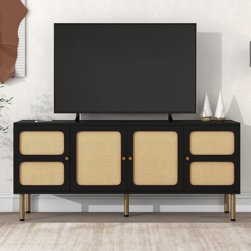 Black Boho Rattan TV Stand M257