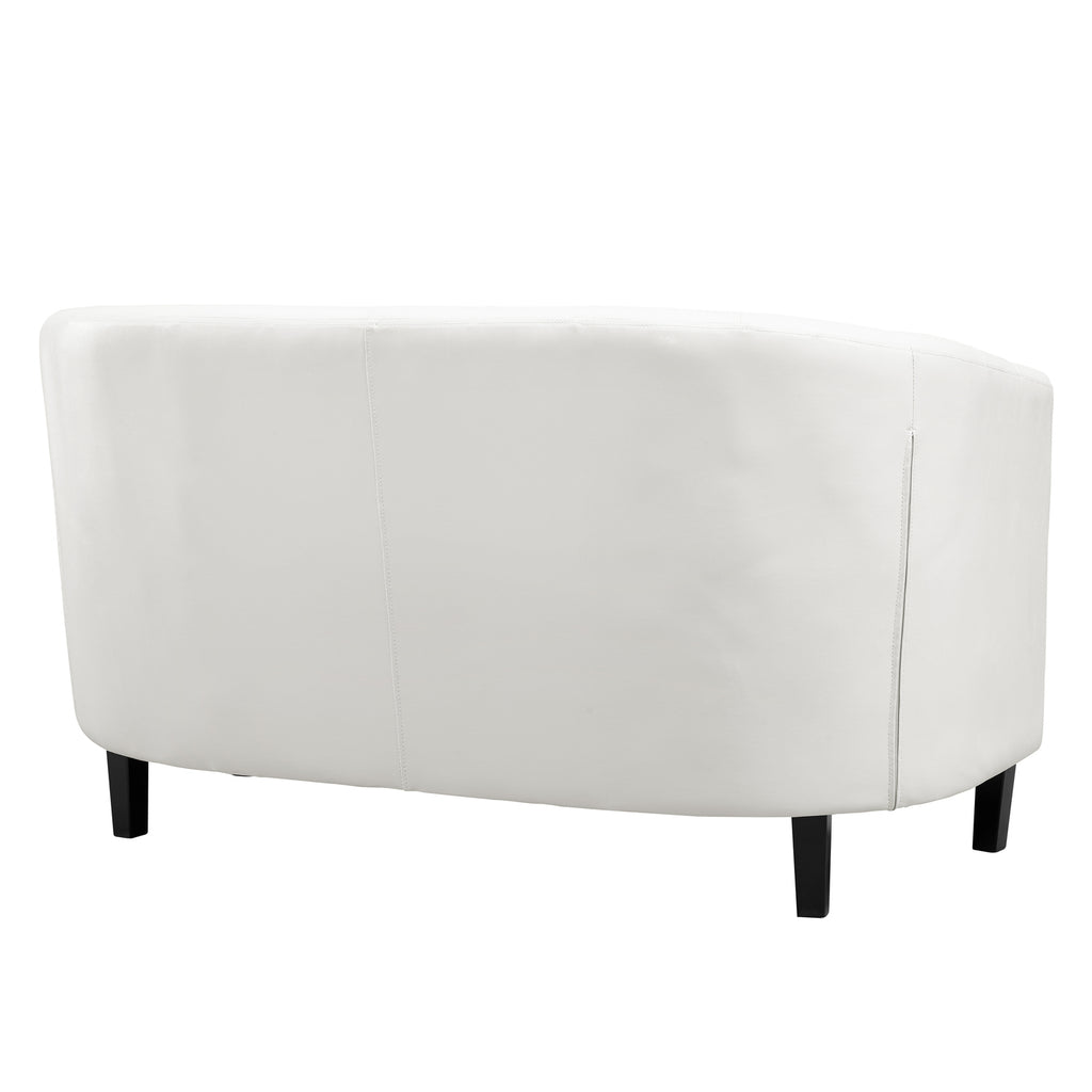 White Faux Leather Barrel Loveseat H84523