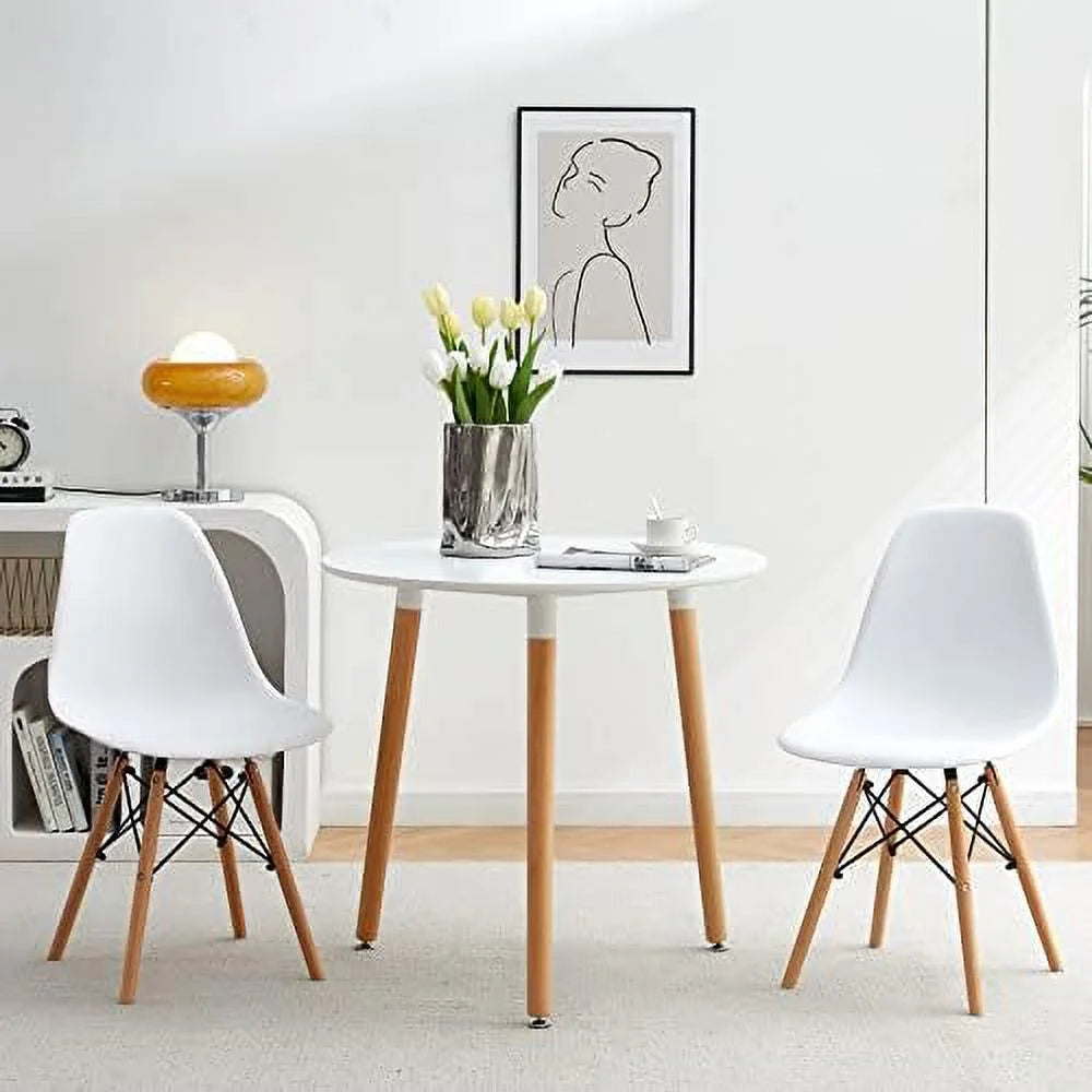 31.5 inch Industrial Round Wood Dining Table with Black Metal Legs F650