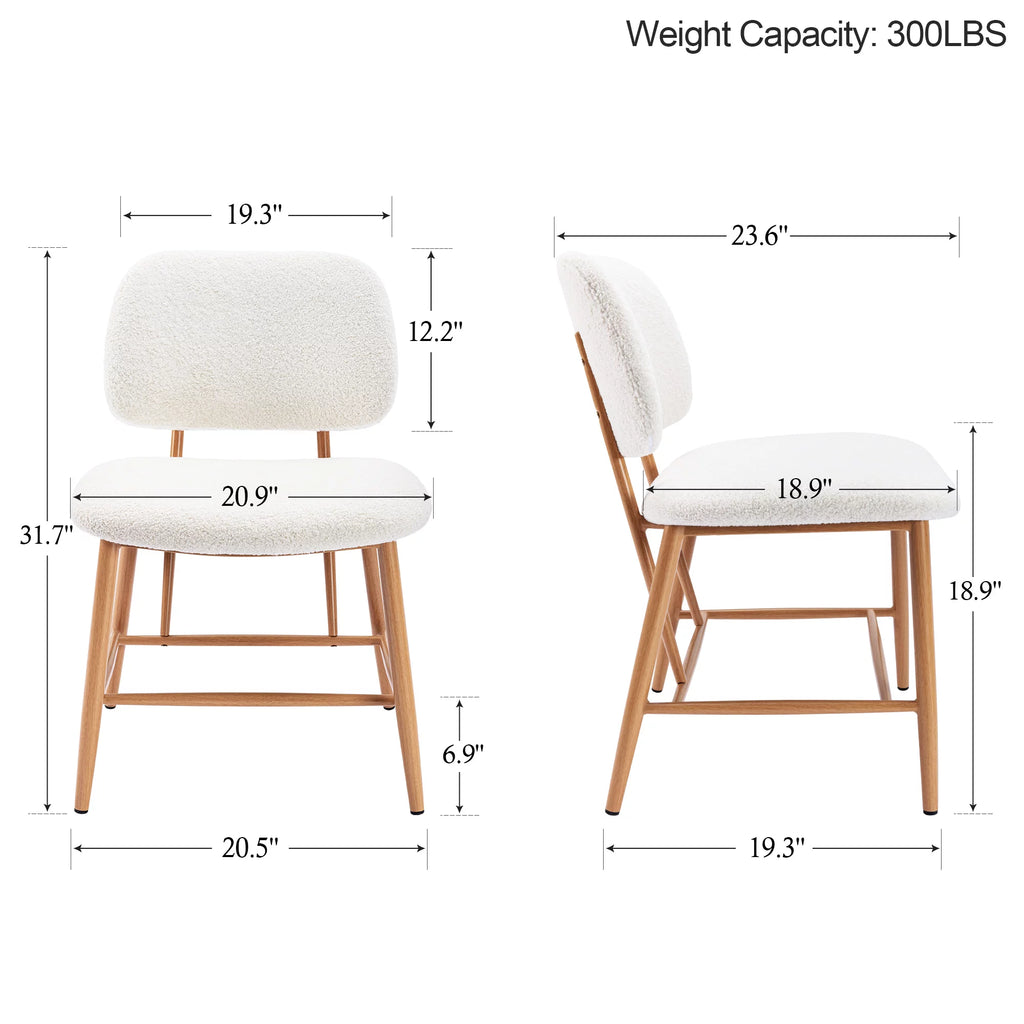 Teddy Upholstered Dining Chairs Set of 2 with Metal Legs C296