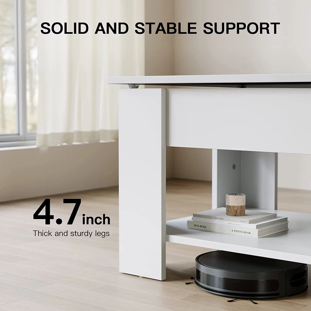 Lift Top Coffee Table 39in with Hidden Compartment and Storage Shelf E6113