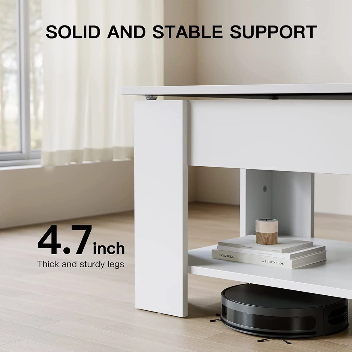 Lift Top Coffee Table 39in with Hidden Compartment and Storage Shelf E6113