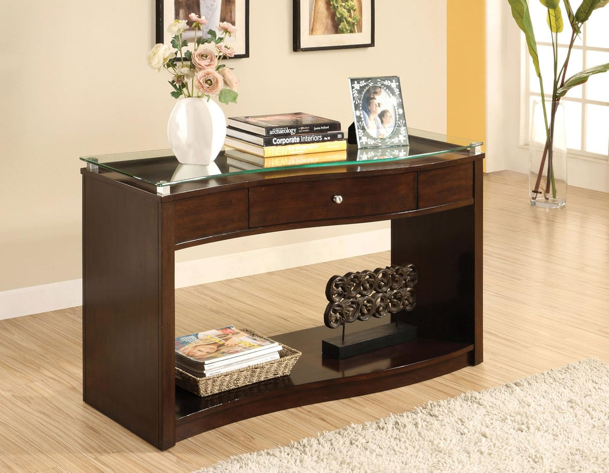 Brown Cherry Sofa Table with Glass Top Z37816