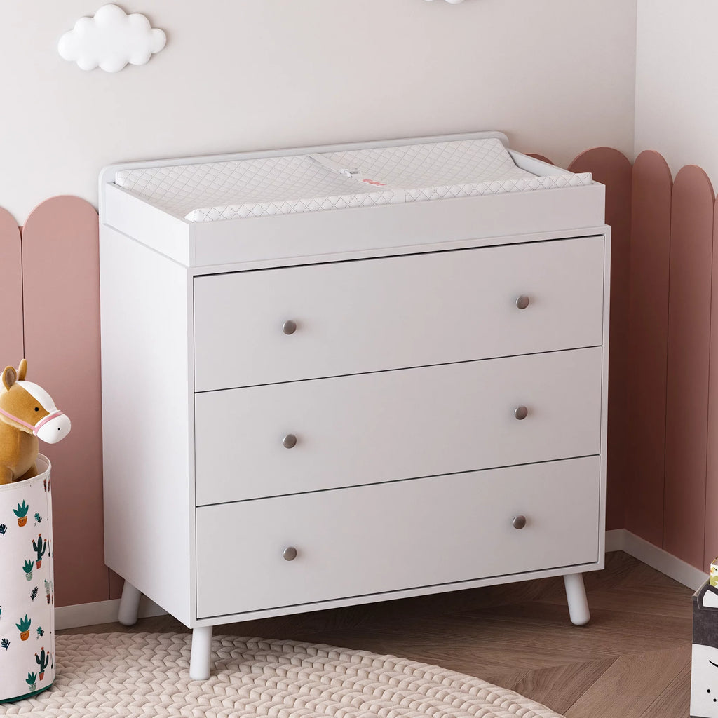 White 3 Drawer Baby Changing Table with Pad Q421131