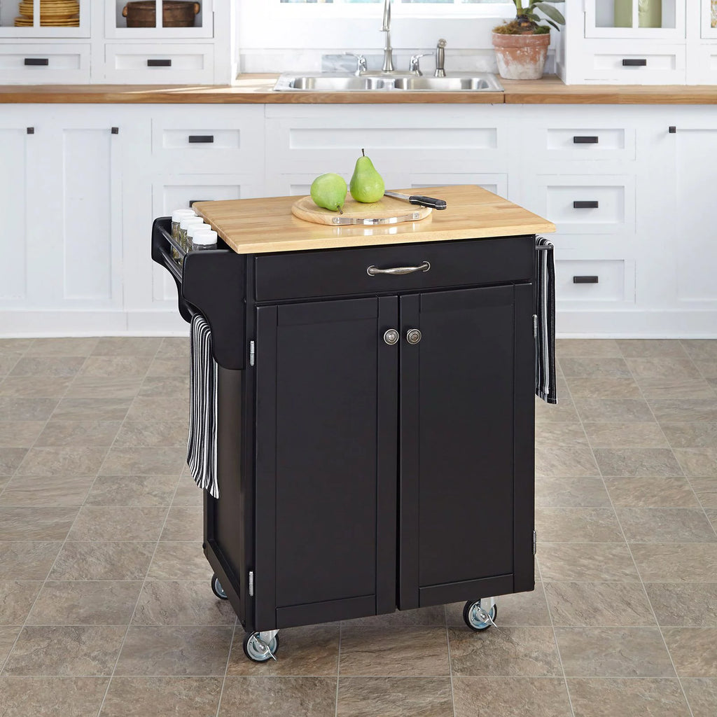 White Kitchen Cart with Oak Top H850165