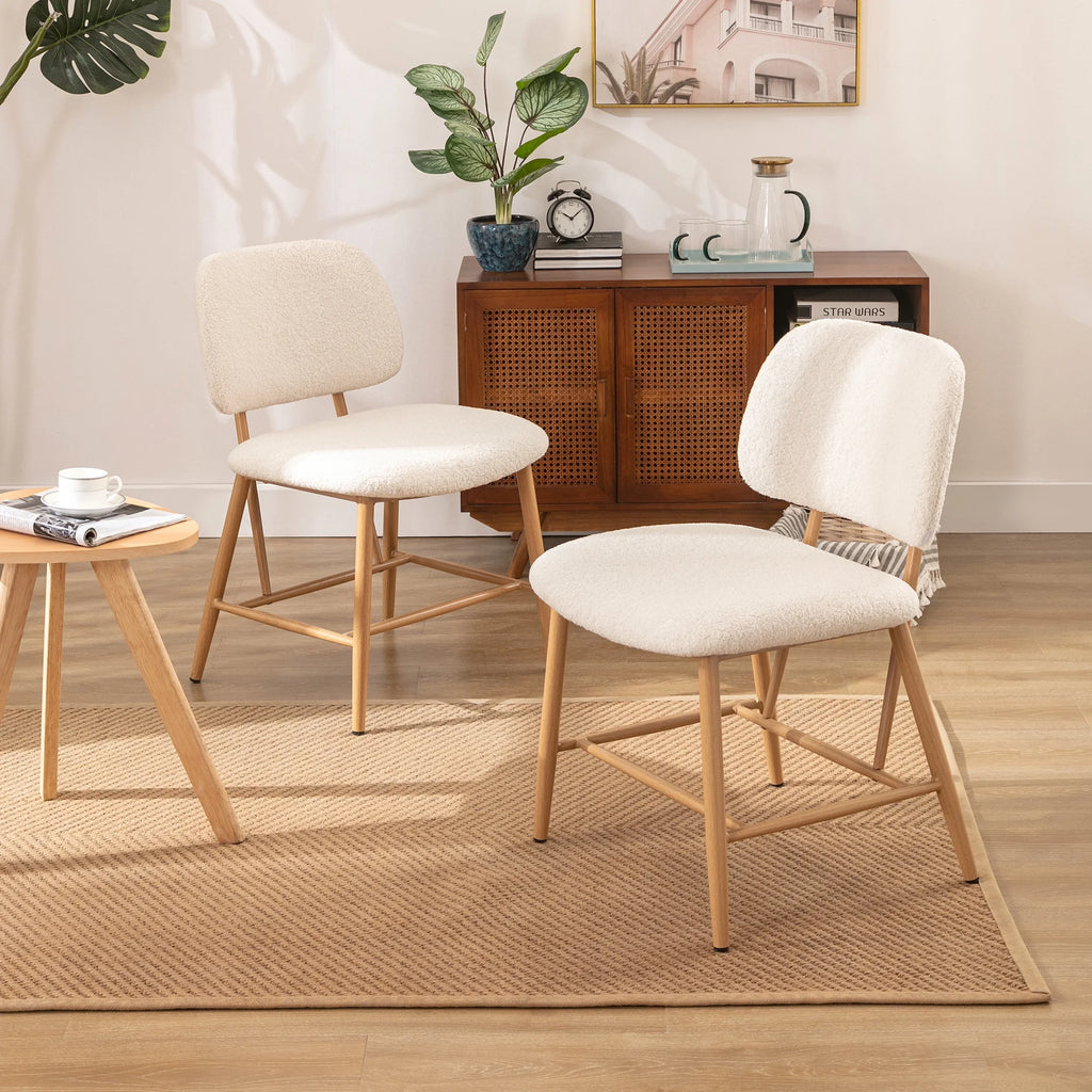 Teddy Upholstered Dining Chairs Set of 2 with Metal Legs C296