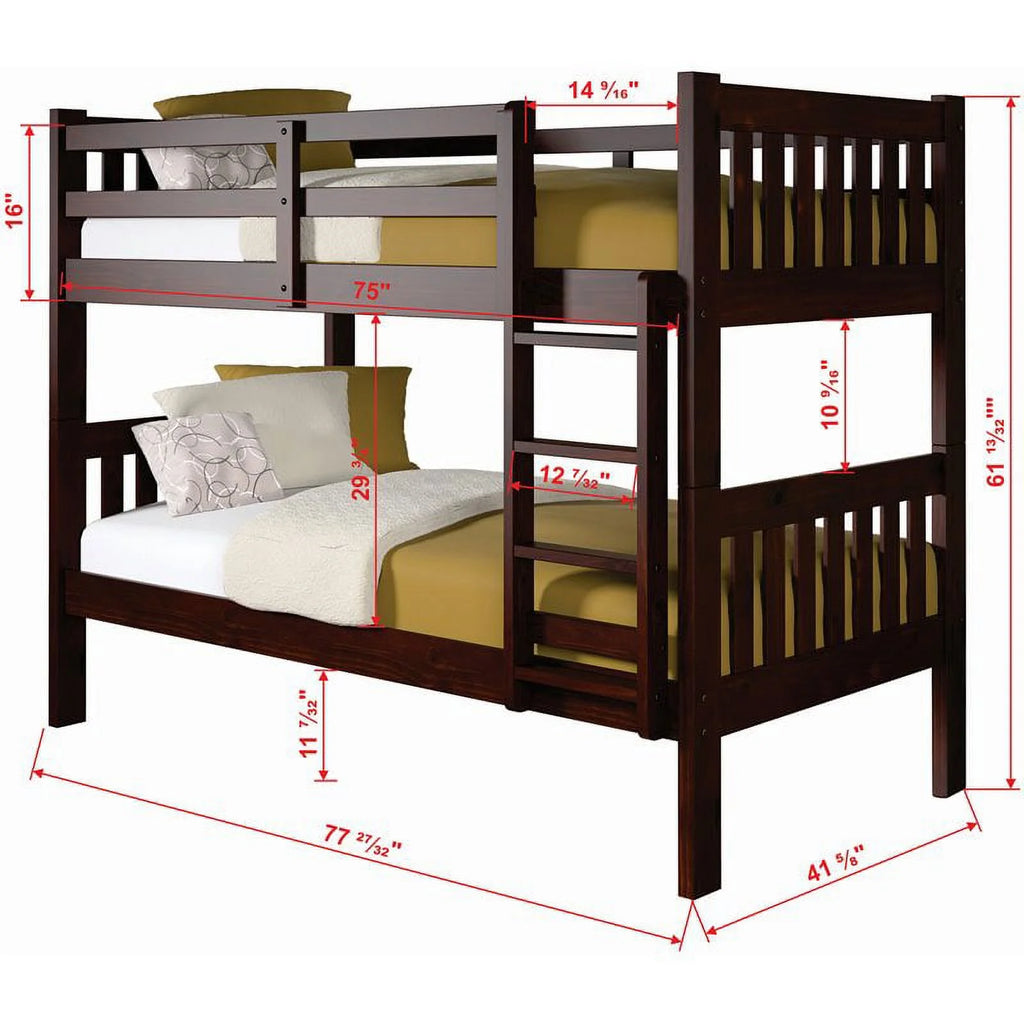 Twin Over Twin Solid Wood Bunk Bed O23589