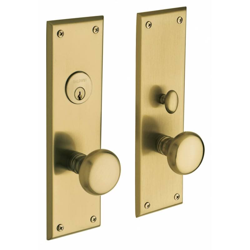 Lifetime PVD Satin Brass Double Cylinder Mortise Handleset Trim Set D55214