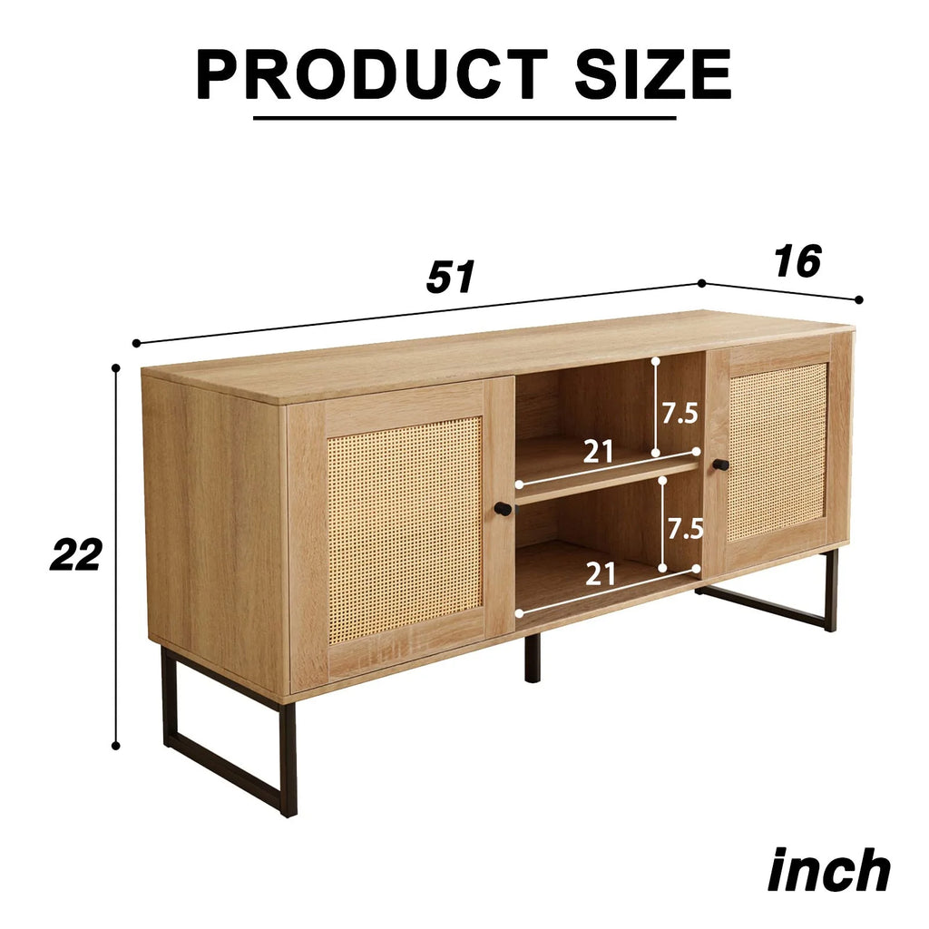 Rattan TV Stand with Storage and Rattan Door B2036